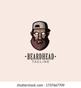 Plantilla de diseño de logotipo de mascota de barba minimalista simple
