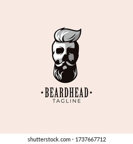 Simple minimalist beard head mascot logo design template
