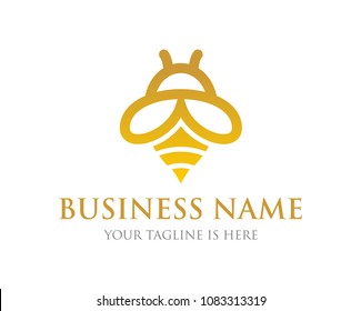 Simple Minimalist Bee Logo Design Vector