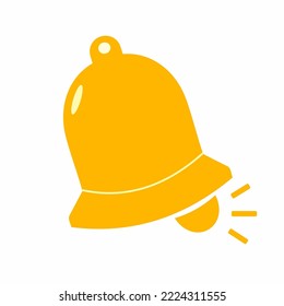Simple and minimalist bell icon illustration in yellow color for design.