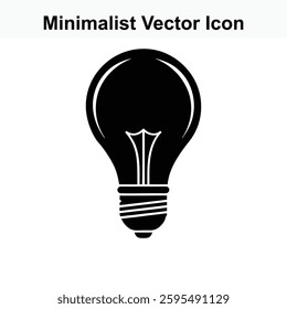 Simple Minimalist Black Light Bulb Vector Icon Graphic Design Illustration