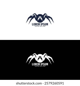 Simple Minimalist Black Spider Widow Tarantula Illustration Design Vector
