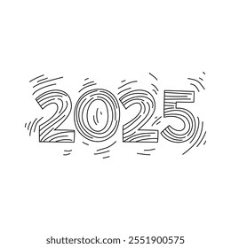 Simple, minimalist black text design 2025 for New Years Eve celebration suitable for various graphic projects, such as social media posts, presentations, or branding materials and contains black text 