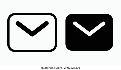 simple minimalist black and tranparant rounded mail e-mail icon vector