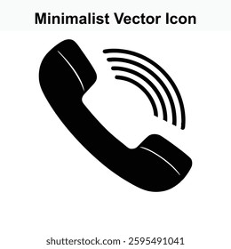 Simple Minimalist Black Vector Icon of a Ringing Telephone