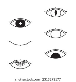 simple minimalist black and white cartoon eye in vector