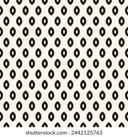 Simple minimalist black and white mesh texture. Vector seamless pattern with small shapes, grid, perforated surface. Minimal monochrome background. Abstract repeated design for printing, embossing