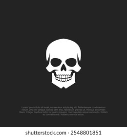 simple minimalist black and white skull or human head bone head logo illustration