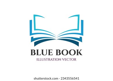 Simple Minimalist Blue Book for Education Knowledge or Library Icon Illustration Design Vector