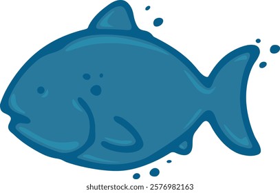 SIMPLE AND MINIMALIST BLUE FISH ON WHITE BACKGROUND