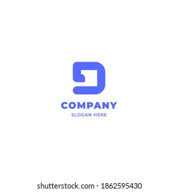 Simple and minimalist blue geometric bold letter D monogram logo