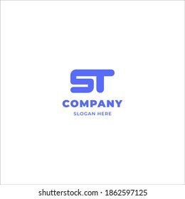 Letras geométricas simples y minimalistas de negrita ST mongram logo