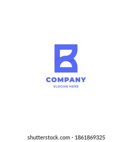 Letra azul simple y minimalista solapada logotipo de monograma M con sombra