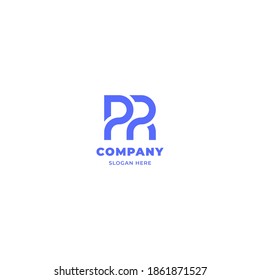 Simple and minimalist blue overlapping rounded letter PR monogram logo