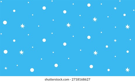 Simple Minimalist Blue Sky With Snowfall in Winter Christmas Season