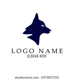simple minimalist blue wolf logo suitable for brave, sport and company