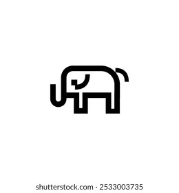 simples minimalista linha negrito elefante áfrica zoo animal, ilustração do vetor do logotipo plano