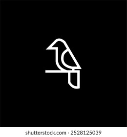 simple minimalist bold outline black and white modern bird logo