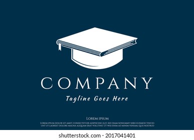 Simple Minimalist Book Graduation Hat for School Education University Logo Design Vector