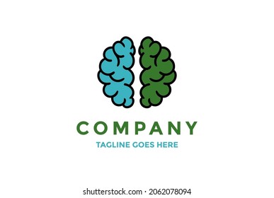 Simple Minimalist Brain Tree Plant Leaf Logo Design Vector