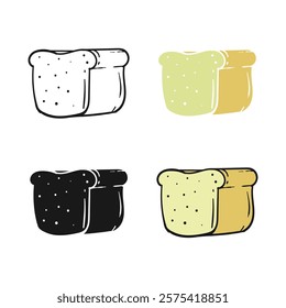 Simple and Minimalist Bread Illustrations in Various Styles and Colors
