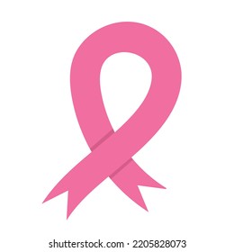 Simple minimalist Breast Cancer Awareness Month symbol - pink ribbon. Clip art element for banner, poster, invitation design. Vector illustration isolated on white background