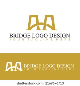 Simple minimalist bridge logo design in vector format. 