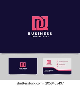 Simple and Minimalist Bright Pink Geometric Overlapping Letter DQ Monogram Initial Logo