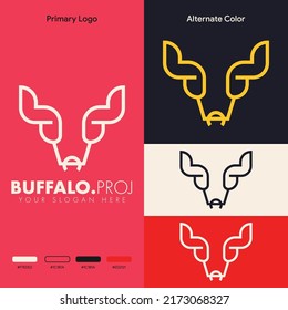 Simple Minimalist Buffalo Head Logo Design