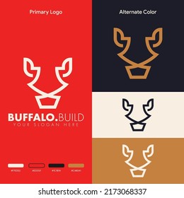 Simple Minimalist Buffalo Head Logo Design