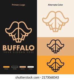 Simple Minimalist Buffalo Head Logo Design