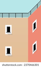 Simple Minimalist Building Wall Art Decoration. Architecture Illustration Background. Architecture Building Wall Art Poster
