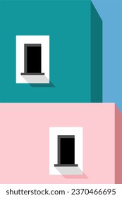 Simple Minimalist Building Wall Art Decoration. Architecture Illustration Background. Architecture Building Wall Art Poster