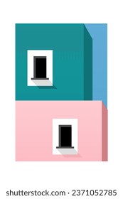 Simple Minimalist Building Wall Art Decoration. Architecture Illustration Background. Architecture Building Wall Art Poster