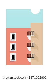 Simple Minimalist Building Wall Art Decoration. Architecture Illustration Background. Architecture Building Wall Art Poster