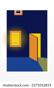 Simple Minimalist Building Wall Art Decoration. Architecture Illustration Background. Architecture Building Wall Art Poster