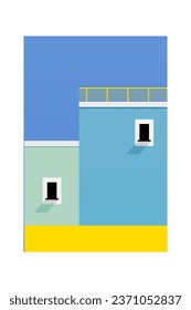 Simple Minimalist Building Wall Art Decoration. Architecture Illustration Background. Architecture Building Wall Art Poster