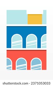 Simple Minimalist Building Wall Art Decoration. Architecture Illustration Background. Architecture Building Wall Art Poster
