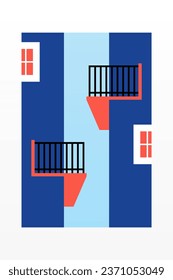 Simple Minimalist Building Wall Art Decoration. Architecture Illustration Background. Architecture Building Wall Art Poster