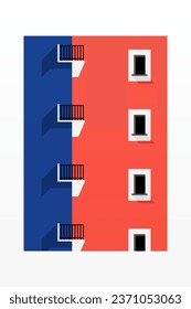 Sencilla Decoración Minimalista En El Muro. Fondo de la ilustración de arquitectura. Afiche de arte de la construcción de arquitectura en pared