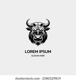 simple minimalist bull head logo template illustration icon element isolated on white background