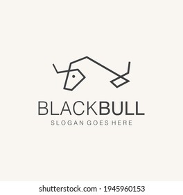 Simple Minimalist Bull toro Logo line outline monoline linear Design Vector 