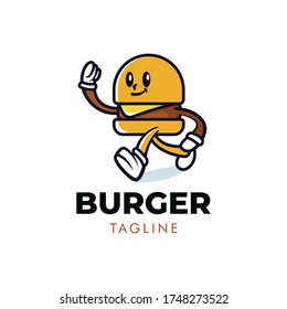 Simple and minimalist burger fast food restaurant mascot logo design template vector