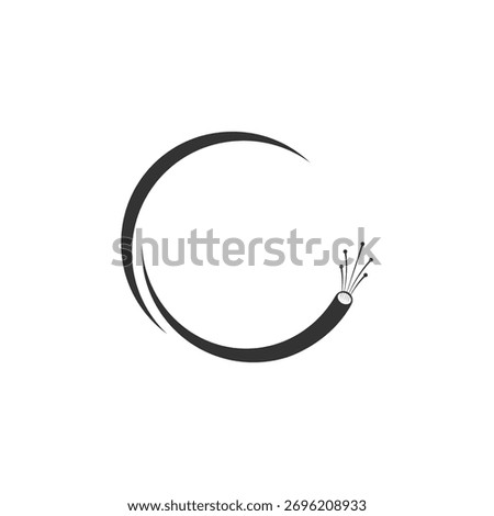 Simple Minimalist Cable Fiber Optic Logo Design Vector