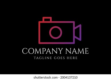 Simple Minimalist Camera Video Shooting Logo Design Vector