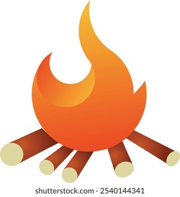 A simple, minimalist campfire illustration. Perfect for outdoor, camping, and nature-related designs. Ideal for use in logos, badges, and as a decorative element for various designs.