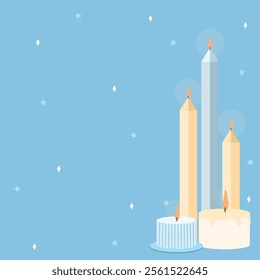 Simple Minimalist Candles Blue Background