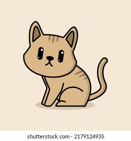 Simple minimalist cartoon cute cat logo