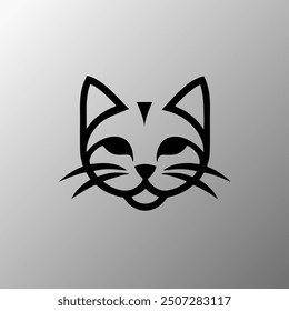 simple minimalist cat head vector on white background