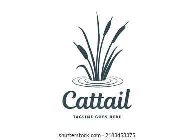 Simple Minimalist Cattail Reed Grass For Water Creek River Lake Logo Design Vector